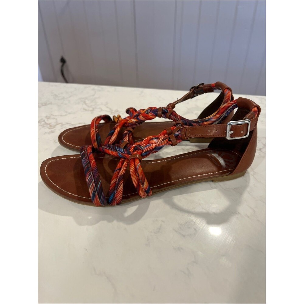 Fergalicious Cord Sandals with Multicolor Braided Straps, 7